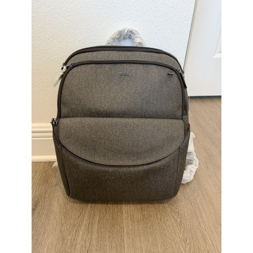 Tumi Sinclair Hanne Earl Gray Backpack Laptop Sleeve RFID Coated Canvas Gray